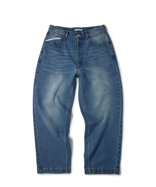 SNAKE BONE WASHED DENIM PANTS (BLUE)
