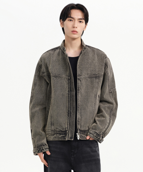 Stone Washed джинсы Racer куртка [WASHED BEIGE]