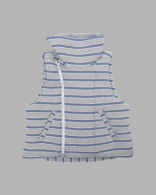 STRIPE PUFFER VEST (BLUE)