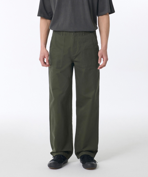 COTTON HERRINGBONE REPLICA FATIGUE PANTS [KHAKI]