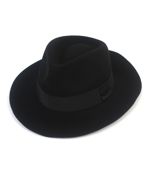 V Wire Line Black Wool Fedora 울페도라