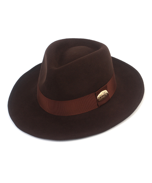 V Wire Line Brown Wool Fedora 울페도라