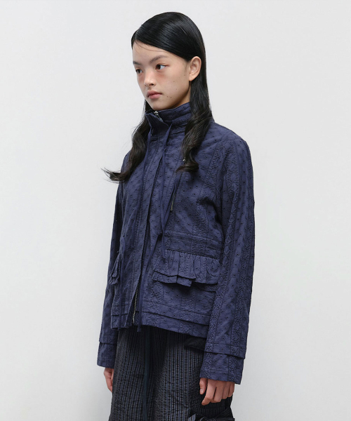 TYPESERVICE ♥ String Trimmed Lace Jacket /追跡付 타입서비스(TYPESERVICE) String Trimmed Lace Jacket [Black
