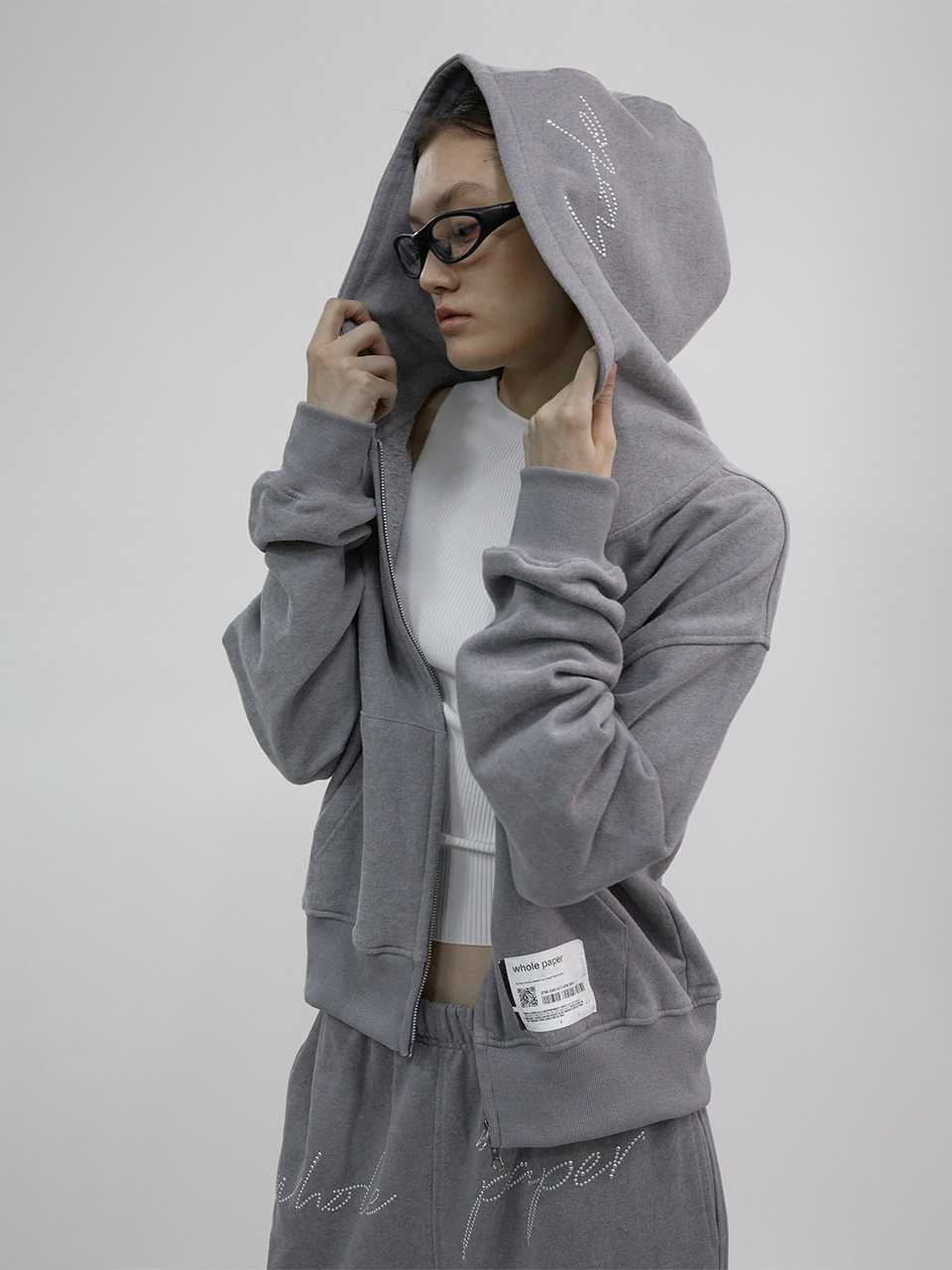 Cubic brushed hooded zip-up (Gray)