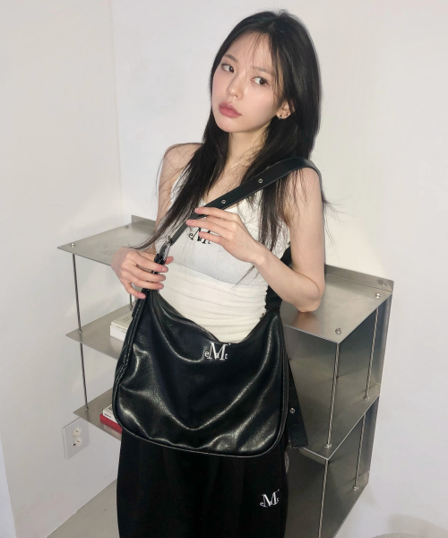 Pot double wrinkle leather sholder сумка unisex (2Color)