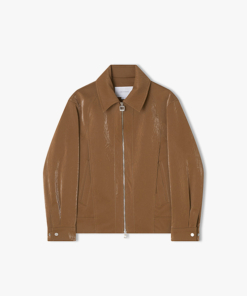 [25SS] Кожаная куртка оверсайз LLS25501 Brown с косыми швами