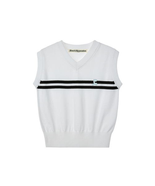 DOUBLE LINE KNIT VEST - IVORY