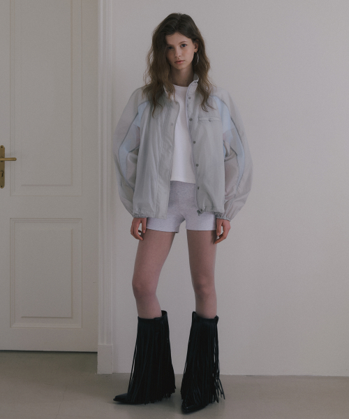INCISION NYLON BLOUSON JUMPER_LIGHT GREY/BLUE