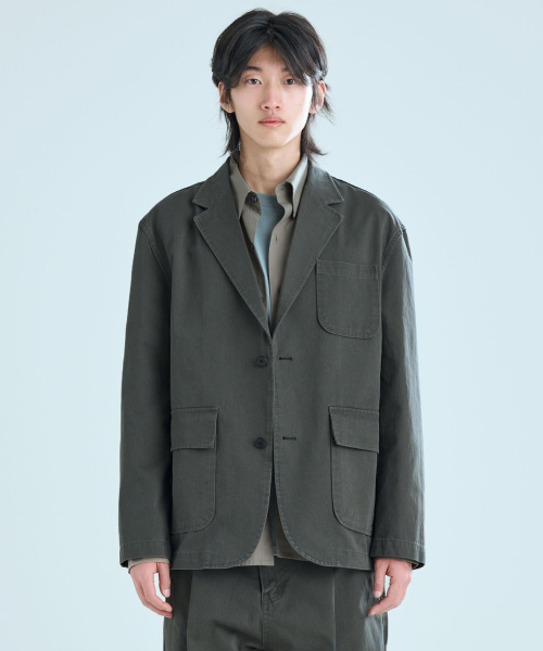 Блейзер из вареного хлопка Greenish Charcoal