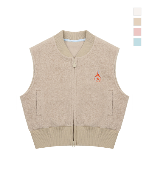 Женский флисовый жилет шерпа 2-way с патчем (Beige)