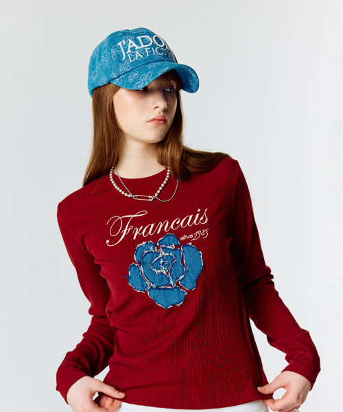L15 ROSE PATCH T-SHIRT (WINE)
