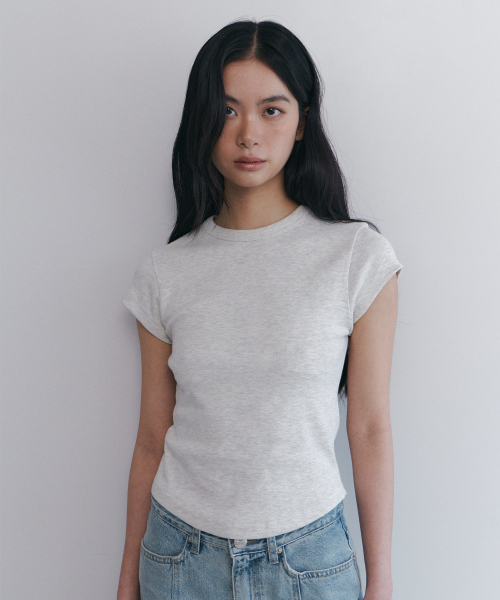 C 90S LINE BASIC T-SHIRT_LIGHT GREY