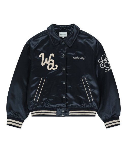 Женский бомбер с вышивкой Varsity Jacket Dark Navy