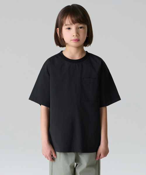 무신사 스탠다드 키즈() [쿨탠다드] 쿨 터치 오버사이즈 포켓 우븐 티셔츠 [블랙] 상품 이미지