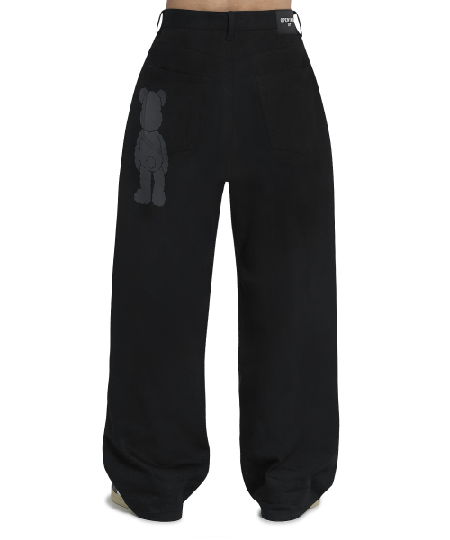 ODOLLY BACK POCKET LOOSE BAGGY PANTS - BLACK
