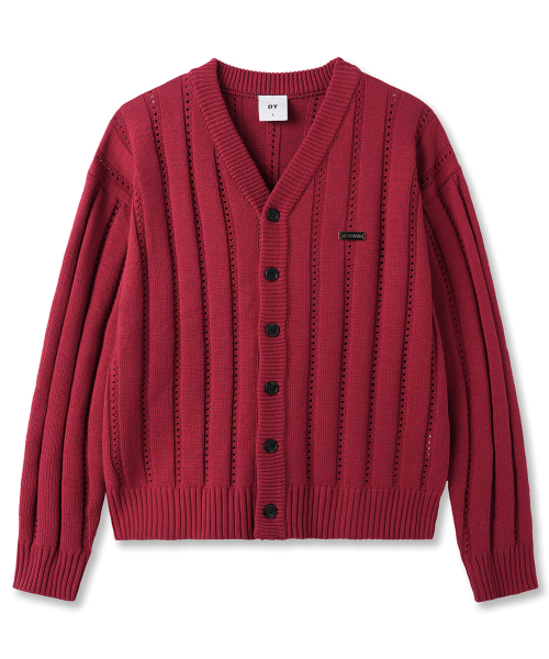 MODISH CROPPED STRIPE CARDIGAN - RED