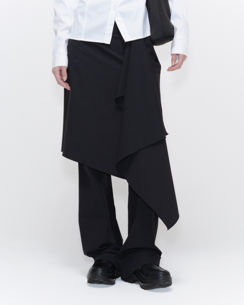 ◆MISEKI SEOUL◆ Draped midi skirt pants SET BLACK MSK251PT0 미세키서울(MISEKI SEOUL) Draped midi skirt pants SET BLACK