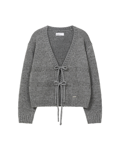 Bow over cardigan CHARCOAL