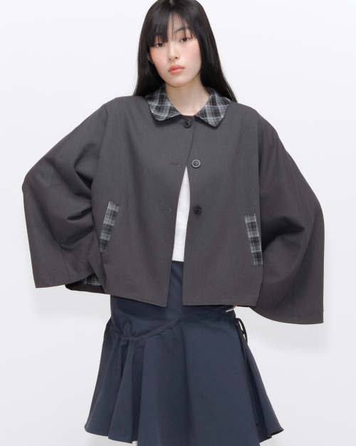 미세키서울(MISEKI SEOUL) Check cape jacket CHARCOAL - 사이즈