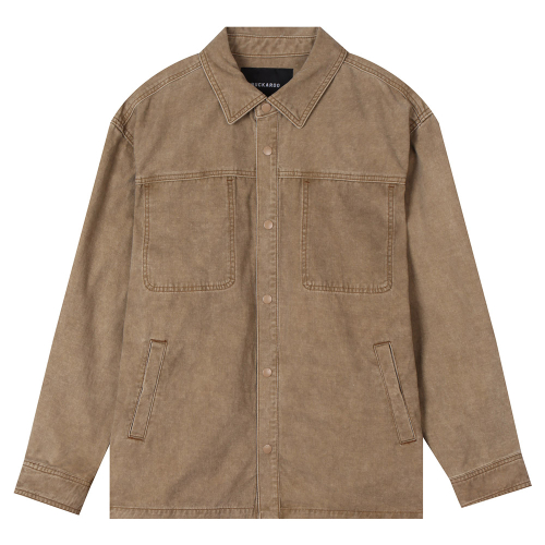 Хлопковая куртка-рубашка оверсайз Dark Beige
