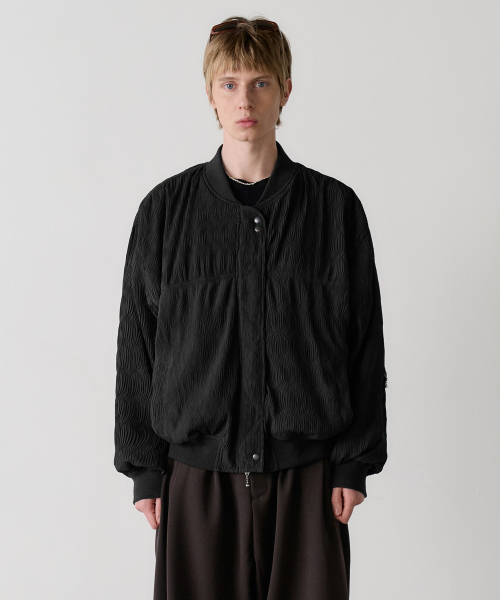 wave pleated blouson (black)