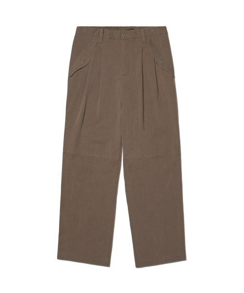 FLAP WIDE SLACKS - DARK BROWN