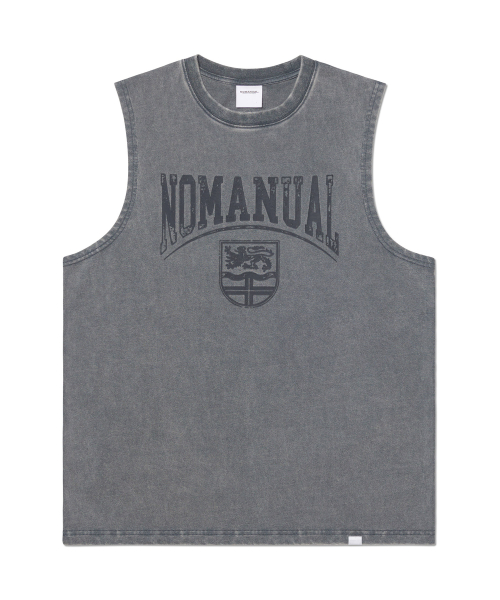 노매뉴얼 EMBLEM WASHED SLEEVELESS TEE - WASHED GRAY
