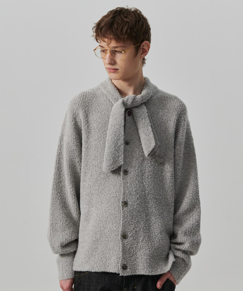 Вязаный кардиган в винтажном стиле с галстуком Grey