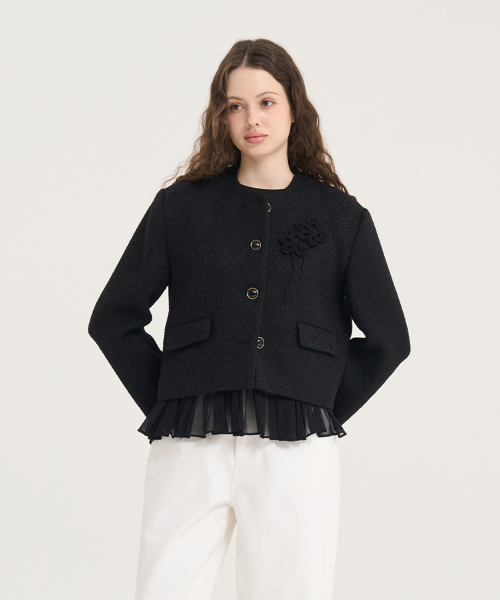 Crave твидовый кроп-жакет — Black