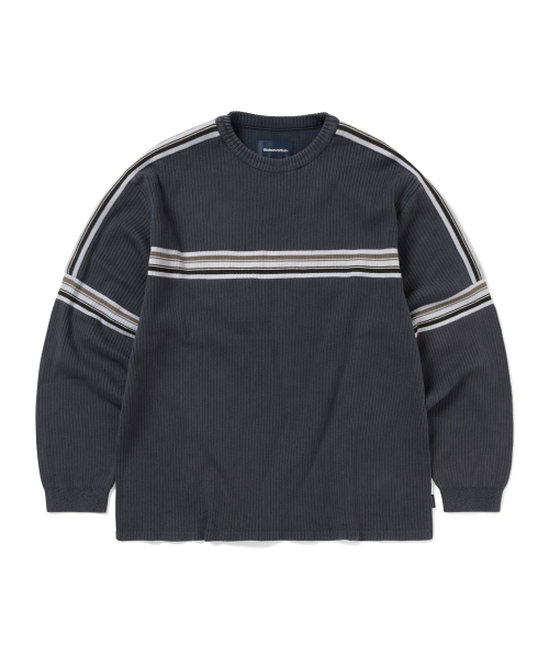 в полоску трикотаж L/S Top тёмно-синий