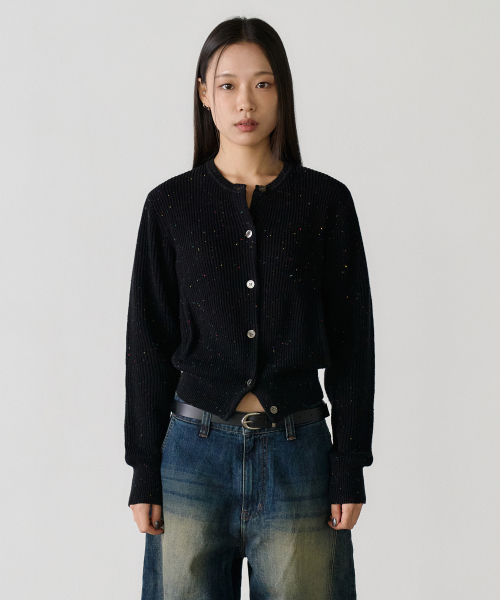 nep yarn crewneck кардиган (black)