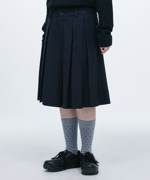 오헤시오(OHESHIO) PLEATS SKIRT MIDI PANTS, NAVY - 사이즈 & 후기