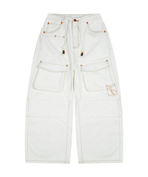 WXP021 RuNaKiHu Studded front cargo брюки (WHITE)