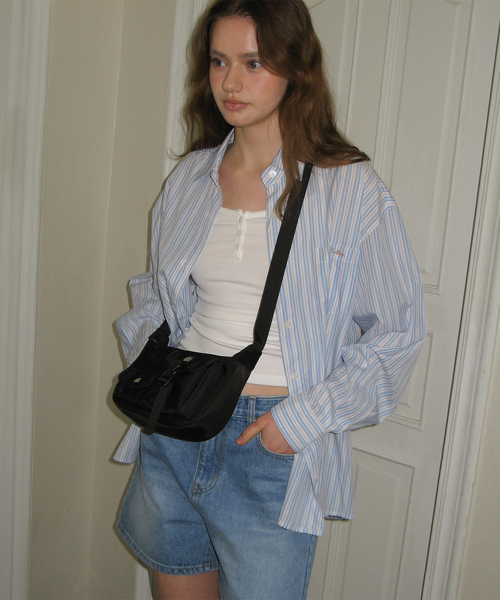 Jade полоска Over-Fit рубашка - Light Blue