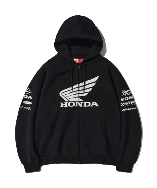 MUSINSA公式 | PHYPS MOTORCYCLE Honda Racing Logo Hoodie Zip-up_Black