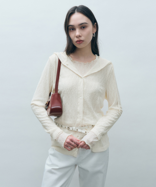 Кружевной кардиган с капюшоном Cream MDCD038LACECREAM
