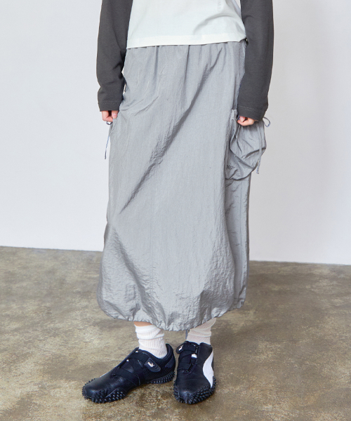 [ LMC ]★25SS★韓国人気★WM RIBBON NYLON LONG SKIRT LMC]25SS○WM RIBBON NYLON LONG SKIRT スカート