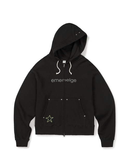 [Mmlg] STAR HOOD ZIPUP (EVERY BLACK)