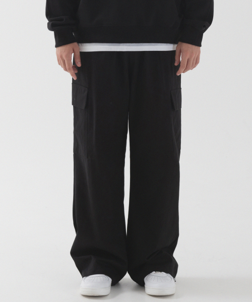 Широкие хлопковые карго на завязках (Black)