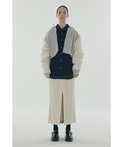Bomber Sleeve Zipup Hoodie_RQUAS25513GYX