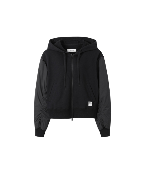 Bomber Sleeve Zipup Hoodie_RQUAS25513BKX
