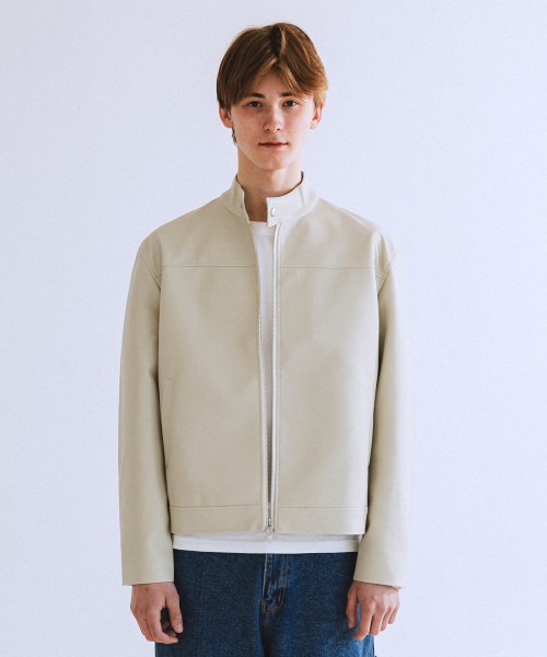 RG Synthetic Leather Moto Jacket (Cream)