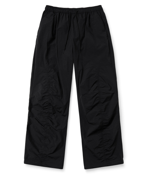 TAG NYLON SHIRRING PANTS - BLACK