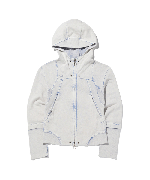 ♱*様 【MISCHIEF】25ss RHOMBUS PUNCHING HOOD 미스치프(MISCHIEF) RHOMBUS PUNCHING HOODIE ZIP-UP_BLEACHED LIGHT
