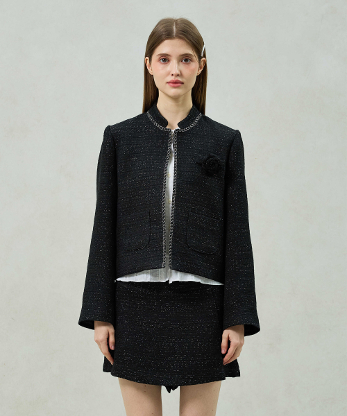 AGLOW TWEED JACKET / BLACK