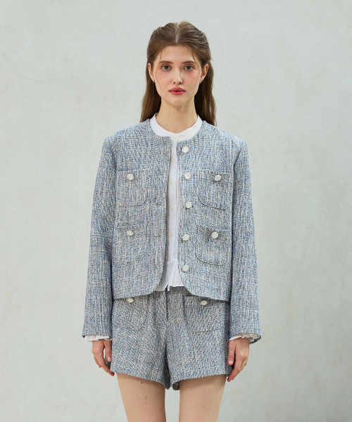 CHERISH TWEED JACKET / SKY BLUE
