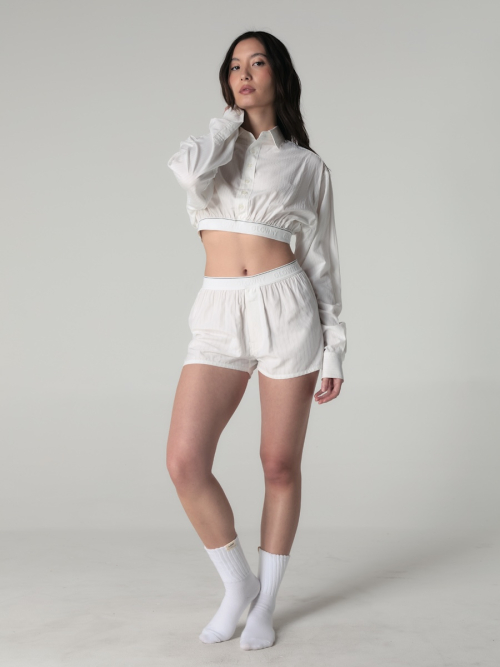 WILLY CROP SHIRT(BEIGE STRIPE)