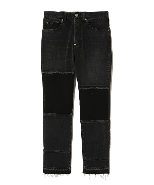 (W) Джинсы в рубчик со вставками Black RIB KNIT SWITCHING JEANS BLACK