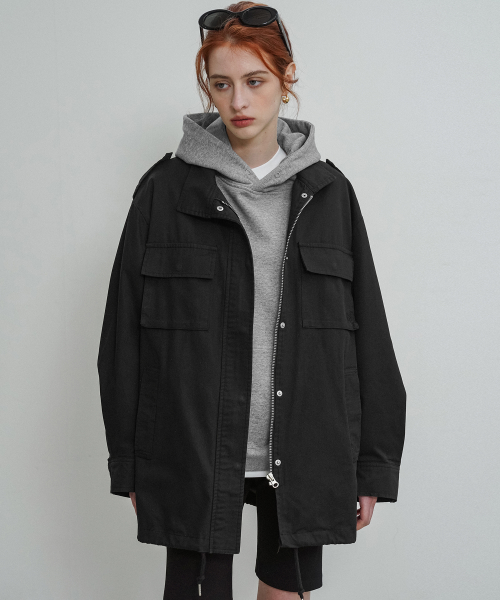 Оверсайз куртка-полевая SIOT4134 Cotton Field Jacket_Black