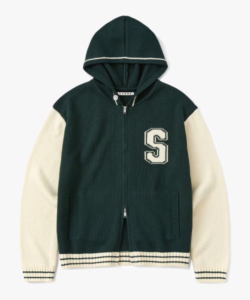 IVY UNI KNIT HOOD ZIP-UP GREEN
